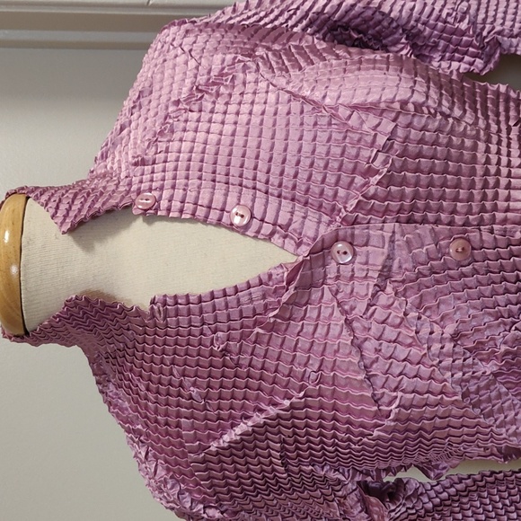 Pile ou Face Paris Pink Crinkle Blouse OS - Picture 2 of 7